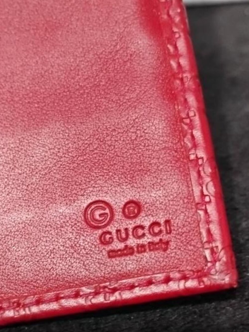 Gucci Wallet Red Micro Guccissima Continental Flap Leather Wallet EUC - Picture 8 of 12